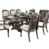 Arca 9pc Dining Table Set with 8 Ivory Fabric Chair Rustic Solid Wood BM330400