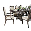 Arca 9pc Dining Table Set with 8 Ivory Fabric Chair Rustic Solid Wood BM330400