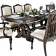 Arca 9pc Dining Table Set with 8 Ivory Fabric Chair Rustic Solid Wood BM330400