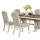 Arca 7pc Dining Table Set with Fabric Chairs Antique White Solid Wood BM330401