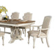 Arca 7pc Dining Table Set with Fabric Chairs Antique White Solid Wood BM330401