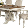 Arca 7pc Dining Table Set with Fabric Chairs Antique White Solid Wood BM330401