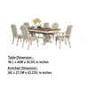 Arca 7pc Dining Table Set with Fabric Chairs Antique White Solid Wood BM330401