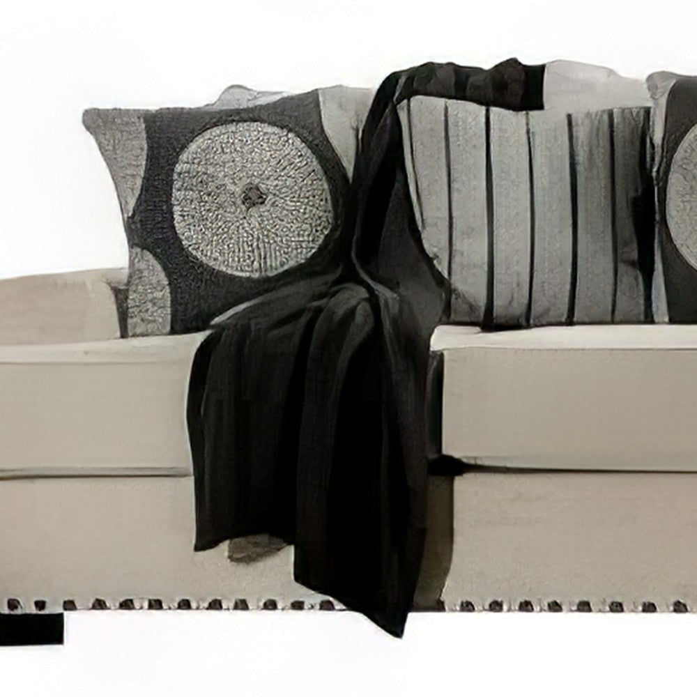 Maine 2pc Sofa and Loveseat Set 8 Throw Pillows Ivory Chenille BM330417