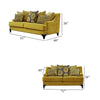 Visco 2pc Sofa Loveseat Set 8 Throw Pillows Rivet Trim Gold Yellow BM330423