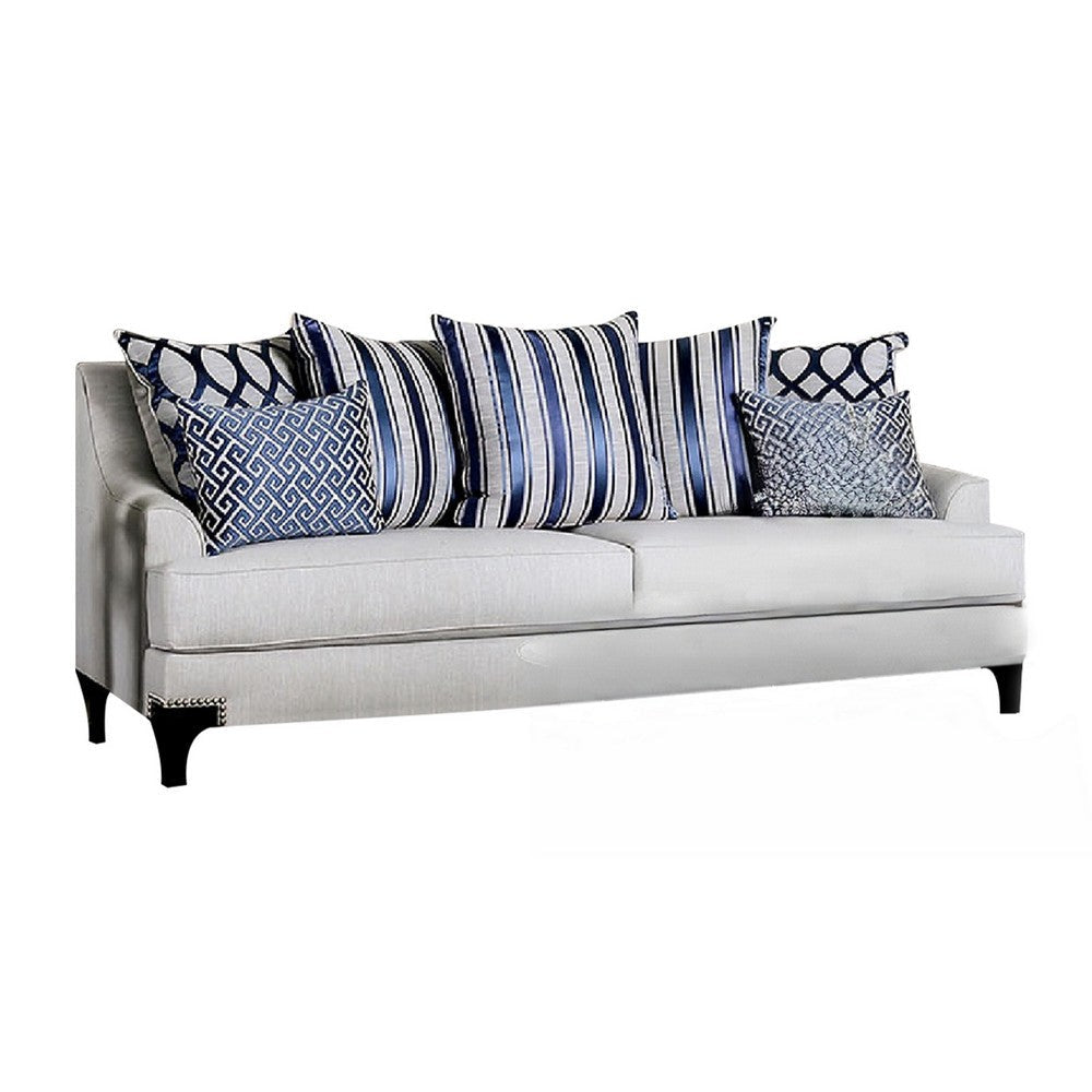 Eton 2pc Sofa and Loveseat Set 12 Throw Pillows Light Gray Chenille