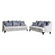 Eton 2pc Sofa and Loveseat Set, 12 Throw Pillows, Light Gray Chenille
