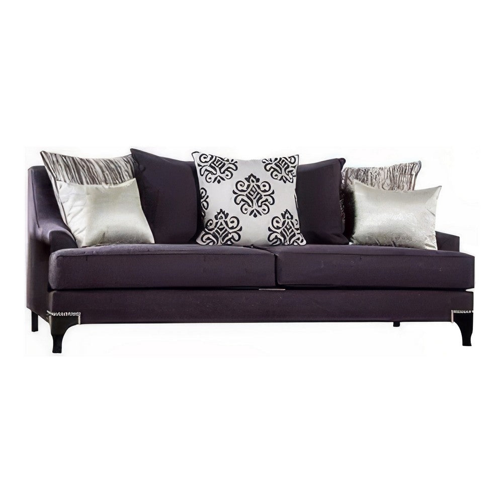 Eton 2pc Sofa Loveseat Set 12 Pillows Cabriole Feet Purple Chenille BM330425