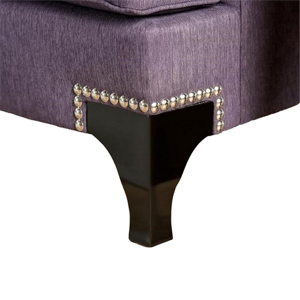 Eton 2pc Sofa Loveseat Set 12 Pillows Cabriole Feet Purple Chenille BM330425