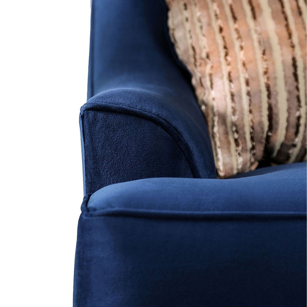 Eton 2pc Sofa Loveseat Set 12 Pillows Cabriole Navy Blue Chenille