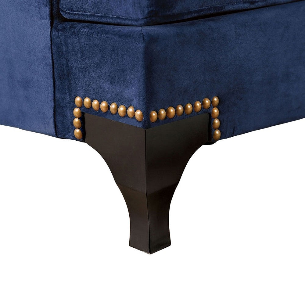 Eton 2pc Sofa Loveseat Set 12 Pillows Cabriole Navy Blue Chenille