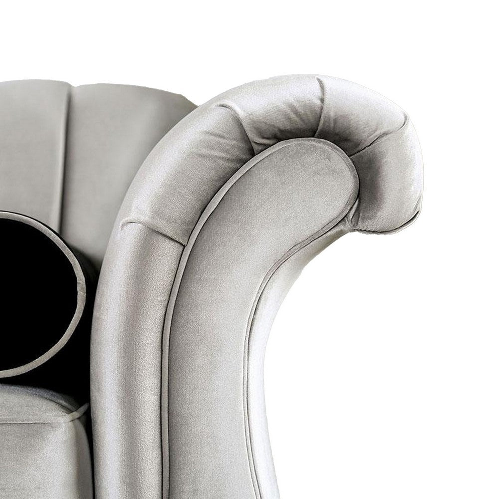 Avin 2pc Sofa and Loveseat Set Bolster Pillows Pewter Gray Chenille BM330430