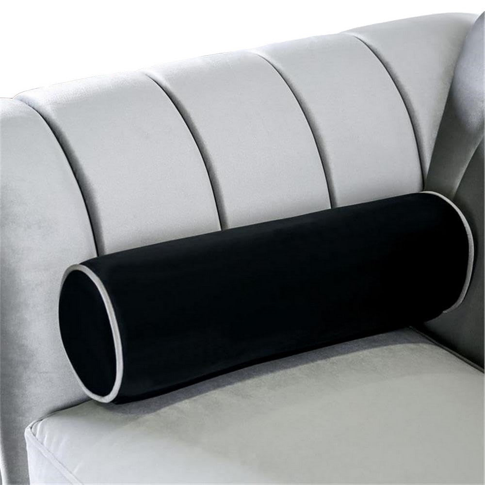 Avin 2pc Sofa and Loveseat Set Bolster Pillows Pewter Gray Chenille BM330430