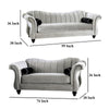 Avin 2pc Sofa and Loveseat Set Bolster Pillows Pewter Gray Chenille BM330430