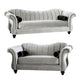 Avin 2pc Sofa and Loveseat Set, Bolster Pillows, Pewter Gray Chenille