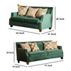 Veny 2pc Sofa and Loveseat Set 7 Throw Pillows Green Microfibre BM330431