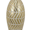 Accent Vase Gold Resin Urn Shape Lined Pattern in White 28 Inch BM330949