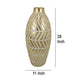 Accent Vase Gold Resin Urn Shape Lined Pattern in White 28 Inch BM330949