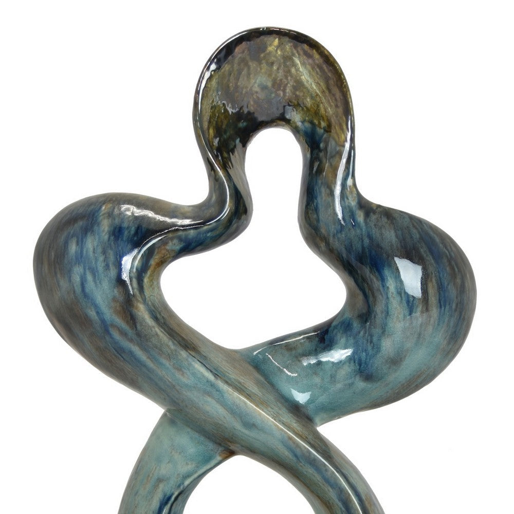 Accent Tabletop Decor Blue Ceramic Abstract Sculpture 20 Inch BM330954
