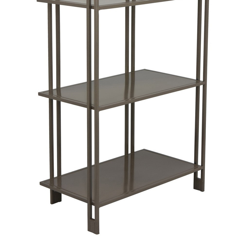 Bush Plant Display Stand Modern 4 Tier Gray Metal Finish 38 Inch