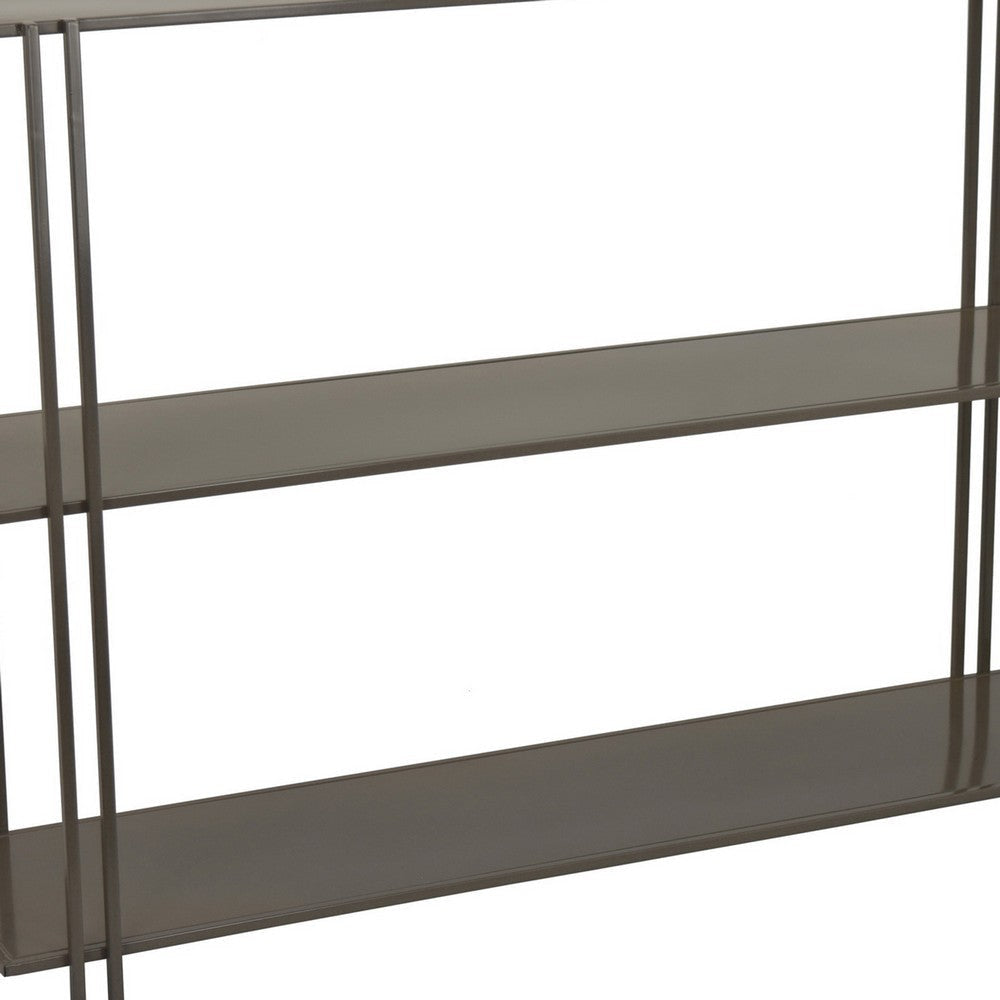 Bush Plant Display Stand Modern 3 Tier Gray Metal Finish 32 Inch