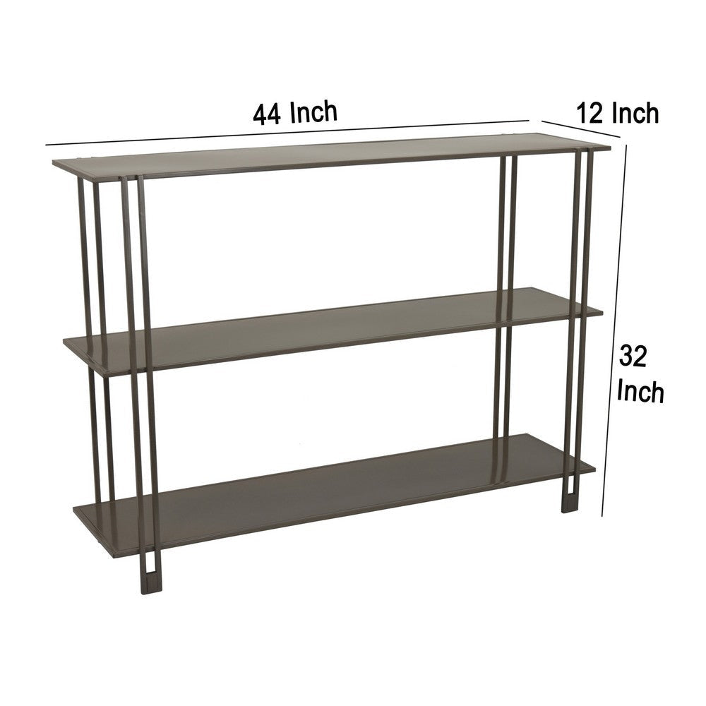 Bush Plant Display Stand Modern 3 Tier Gray Metal Finish 32 Inch