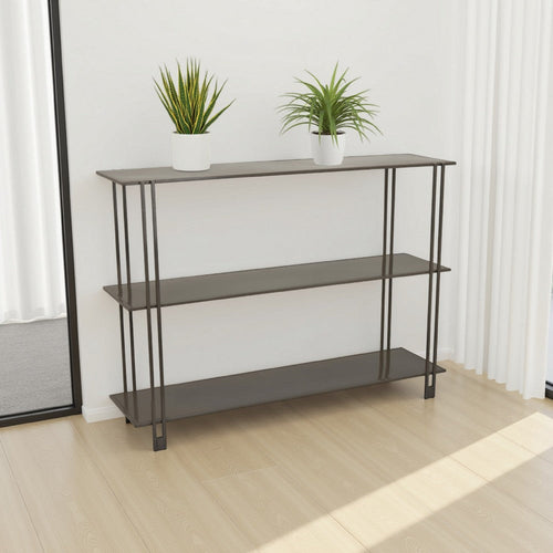 Bush Plant Display Stand, Modern 3 Tier Gray Metal Finish, 32 Inch