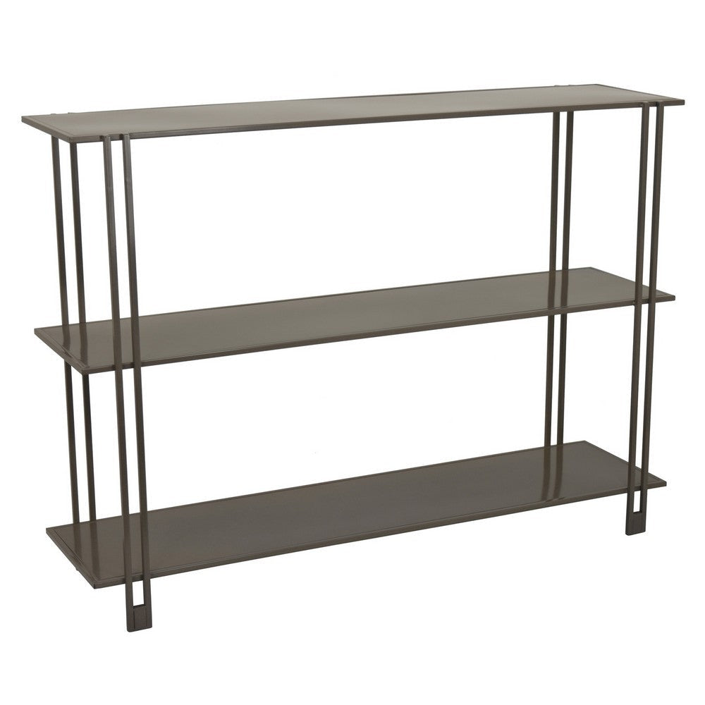Bush Plant Display Stand, Modern 3 Tier Gray Metal Finish, 32 Inch