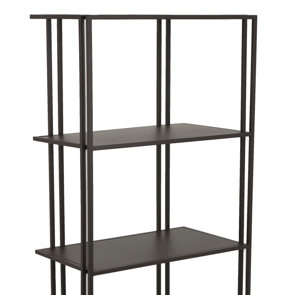 Bush Plant Display Stand Modern 4 Tier Brown Metal Finish 38 Inch