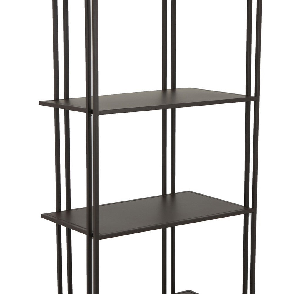 Bush Plant Display Stand Modern 4 Tier Brown Metal Finish 38 Inch