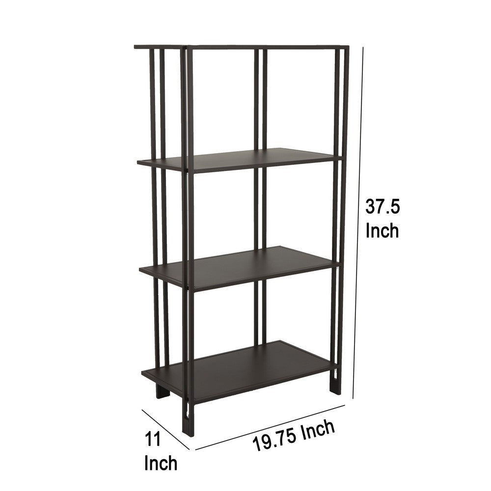 Bush Plant Display Stand Modern 4 Tier Brown Metal Finish 38 Inch