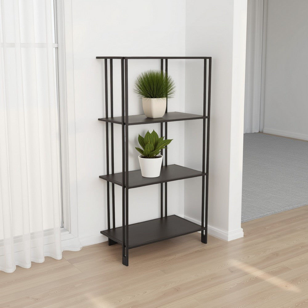 Bush Plant Display Stand, Modern 4 Tier Brown Metal Finish, 38 Inch