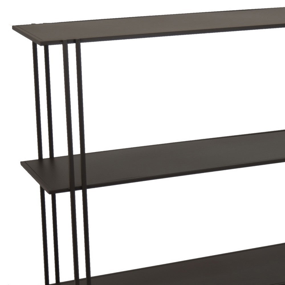 Bush Plant Display Stand Modern 3 Tier Brown Metal Finish 32 Inch