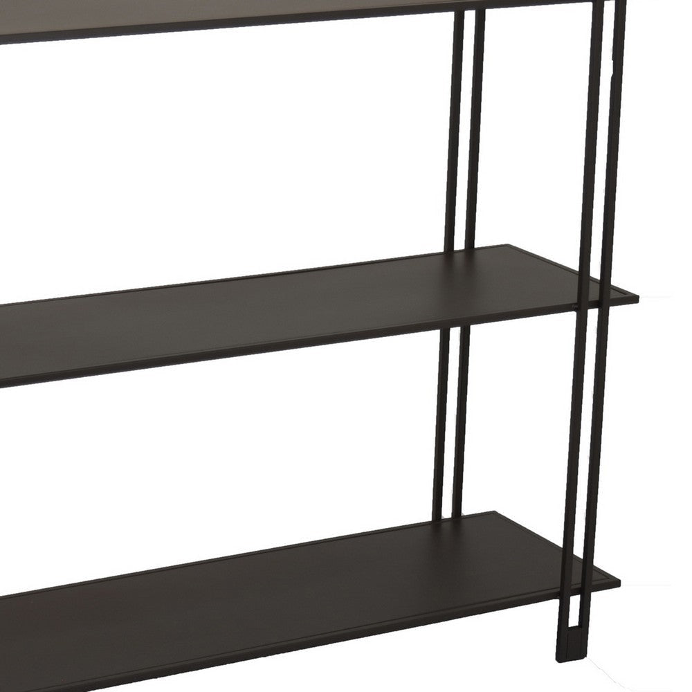 Bush Plant Display Stand Modern 3 Tier Brown Metal Finish 32 Inch