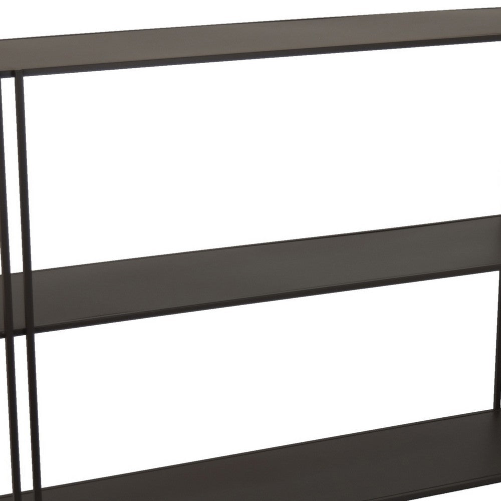 Bush Plant Display Stand Modern 3 Tier Brown Metal Finish 32 Inch