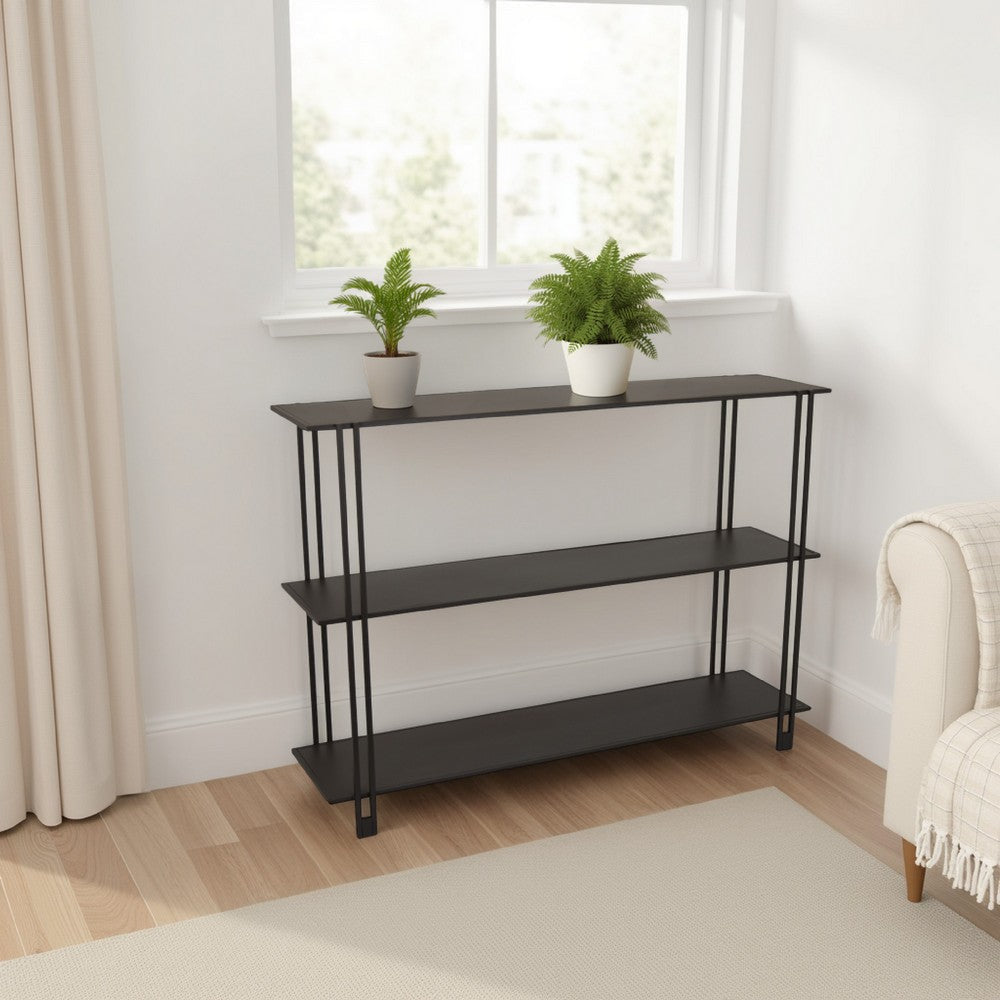 Bush Plant Display Stand, Modern 3 Tier Brown Metal Finish, 32 Inch