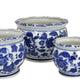 3pc Modern Planter Japanese Inspired Art Design Blue White Ceramic BM330962