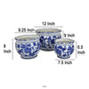 3pc Modern Planter Japanese Inspired Art Design Blue White Ceramic BM330962