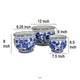 3pc Modern Planter Japanese Inspired Art Design Blue White Ceramic BM330962
