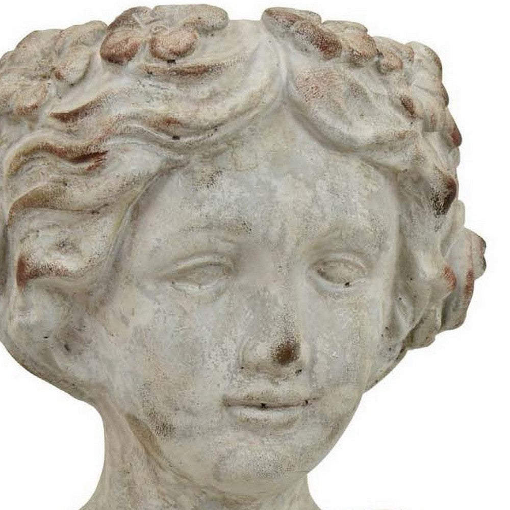 Accent Planter Italian Style Female Bust Sculpture Ivory Terracotta BM330964