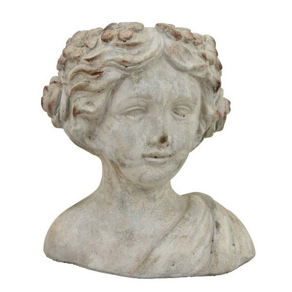 Accent Planter, Italian Style Female Bust Sculpture Ivory Terracotta