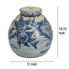 Accent Ginger Jar with Lid Blue and White Ceramic Floral Pattern BM330965