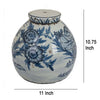 Accent Ginger Jar with Lid, Blue and White Ceramic, Floral Pattern