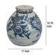 Accent Ginger Jar with Lid, Blue and White Ceramic, Floral Pattern