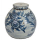 Accent Ginger Jar with Lid, Blue and White Ceramic, Floral Pattern