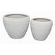 Garden Planter Set of 2, Modern Bowl Shaped Flower Pot, White Ceramic