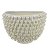 Modern Decorative Bowl, 3D Texture Embellished White Ceramic, 14 Inch
