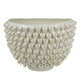 Modern Decorative Bowl, 3D Texture Embellished White Ceramic, 14 Inch