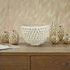 Modern Decorative Bowl, 3D Texture Embellished White Ceramic, 14 Inch