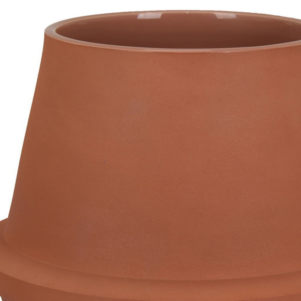 Decorative Flower Vase Terracotta Inspired Orange Ceramic 10 Inch BM330971